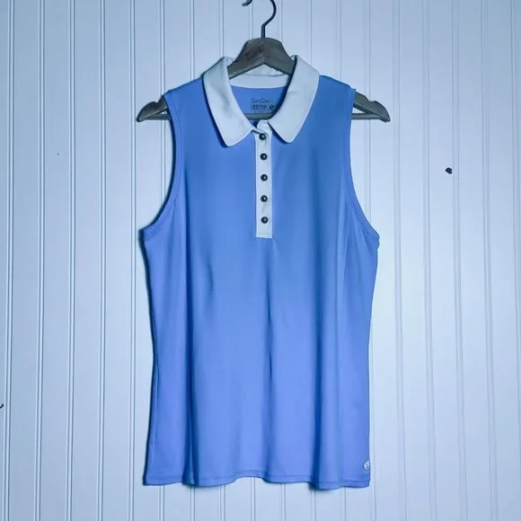 NWT LILLY PULITZER SIZE MEDIUM LUXLETIC IMARA POLO TOP *BLUE PERI* GOLF CASUAL - Picture 6 of 12